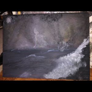 Watercolor Crashing Ocean Waves Painting